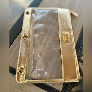 Lilly Pulitzer Gold Clear Zip Pouch Cosmetic | Pencil Case Organizer